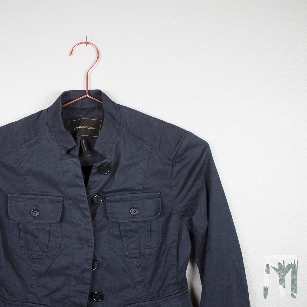 BCBGMaxAzria Button Up Military Blazer Jacket